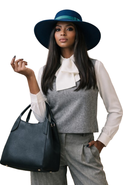 Fashion model in a wide-brim hat